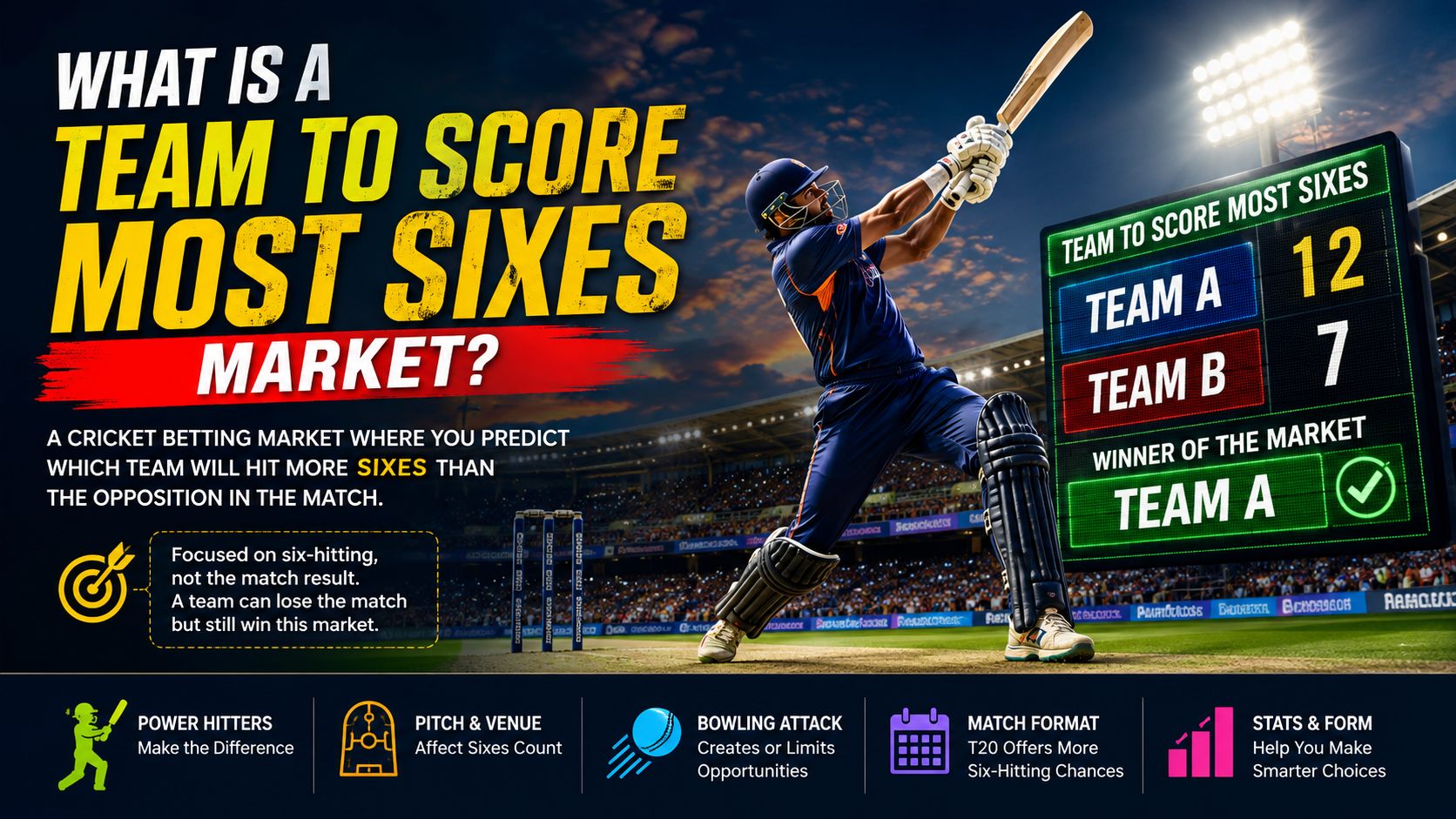 Team to Score Most Sixes cricket betting market