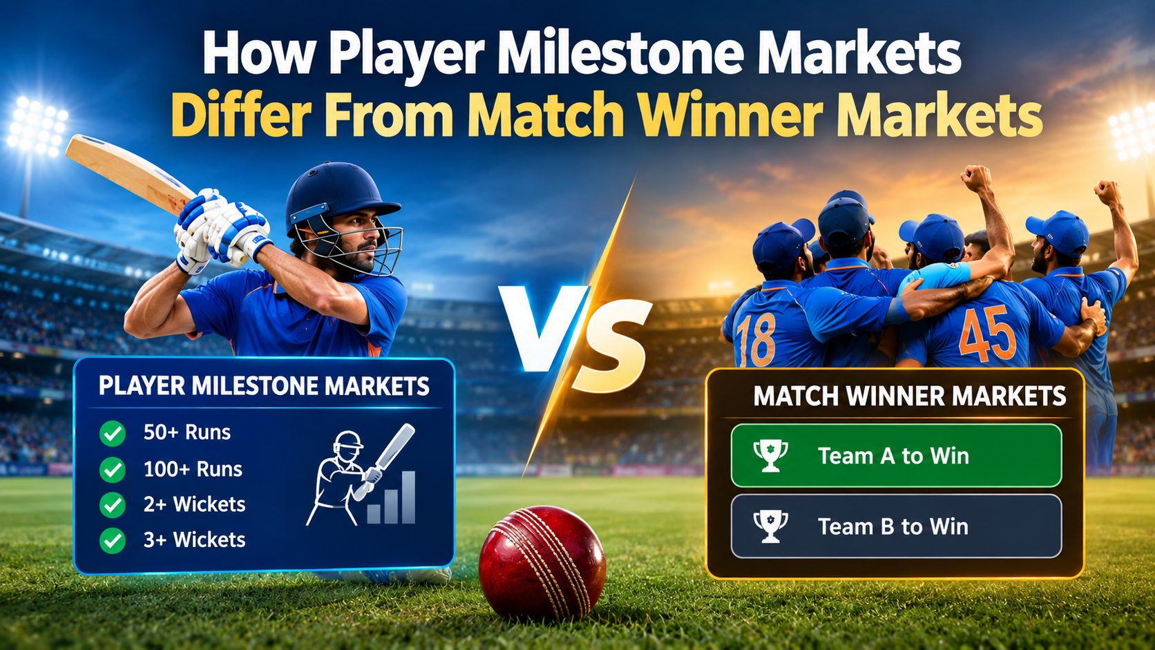 Player milestone markets and match winner markets in Cricket Betting
